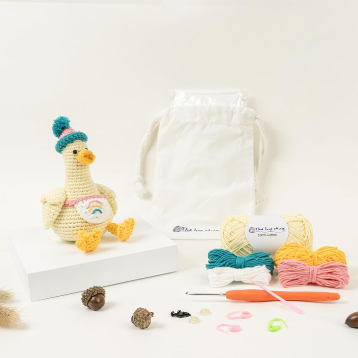 The loop story Häkelset Tiere Ente Crochet kit mit Video-Kurs (Schritt für Schritt auf Englisch) – H
