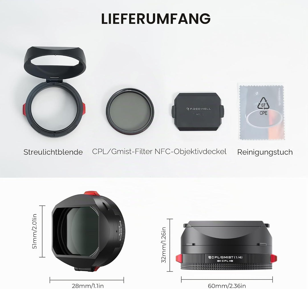 Freewell The Real Gegenlichtblende - Hybrid CPL/Mist Filter, Flipable, Touchless Filterbetrieb für F