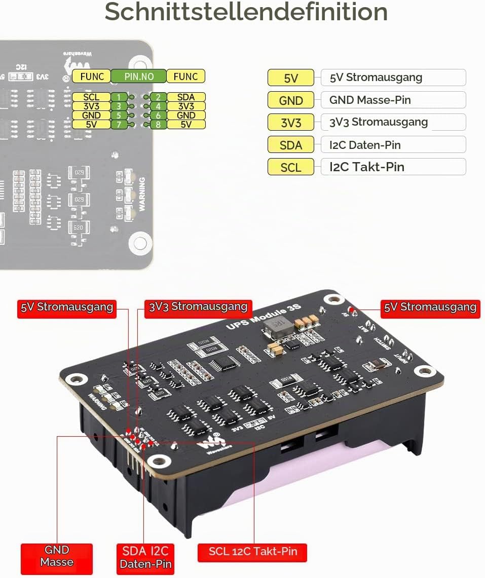 Waveshare Uninterruptible Power Supply UPS Module Supports Charging and Power Output at The Same Tim