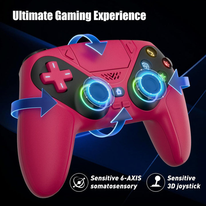 Lapezei RGB Wireless Controller für PS5/Slim/Pro/PC, Gamepad mit Rücktasten, Turbo, Makro, Lautsprec