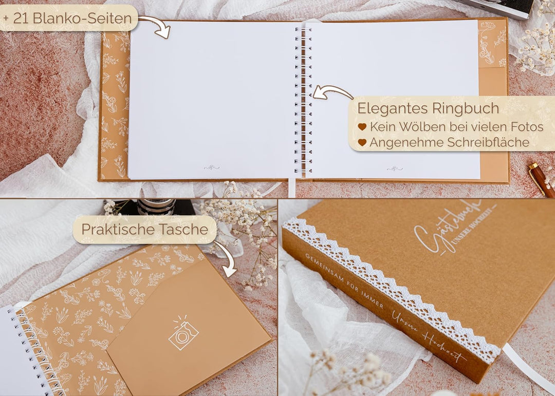 Love Notes Gästebuch Hochzeit mit Fragen zum Ausfüllen – Hochwertiges Hochzeitsbuch für unvergesslic
