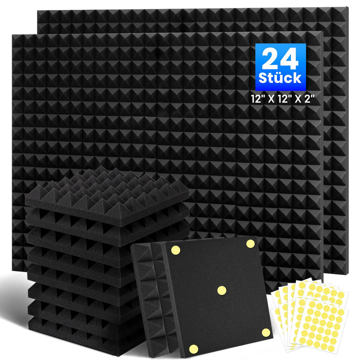 24 Stück Akustikschaumstoff Schallschutzplatten, 5 X 30 X 30 CM Schalldämmung Akustikpaneele, Schall