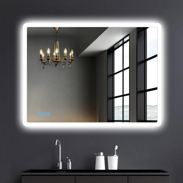 baklon Badspiegel mit Beleuchtung 800x600mm, Badezimmerspiegel Wandspiegel und Touch-Schalter, IP65-