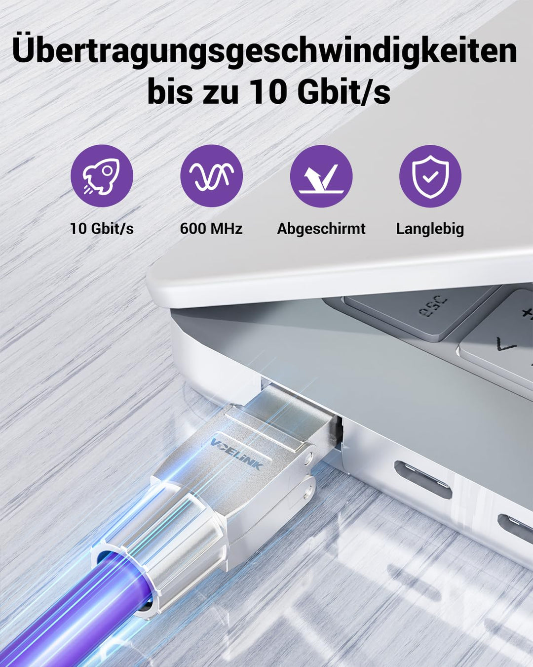 VCELINK RJ45 Stecker Werkzeuglos für Verlegekabel Cat7 Cat6A Netzwerkstecker Werkzeuglos Feldkonfekt
