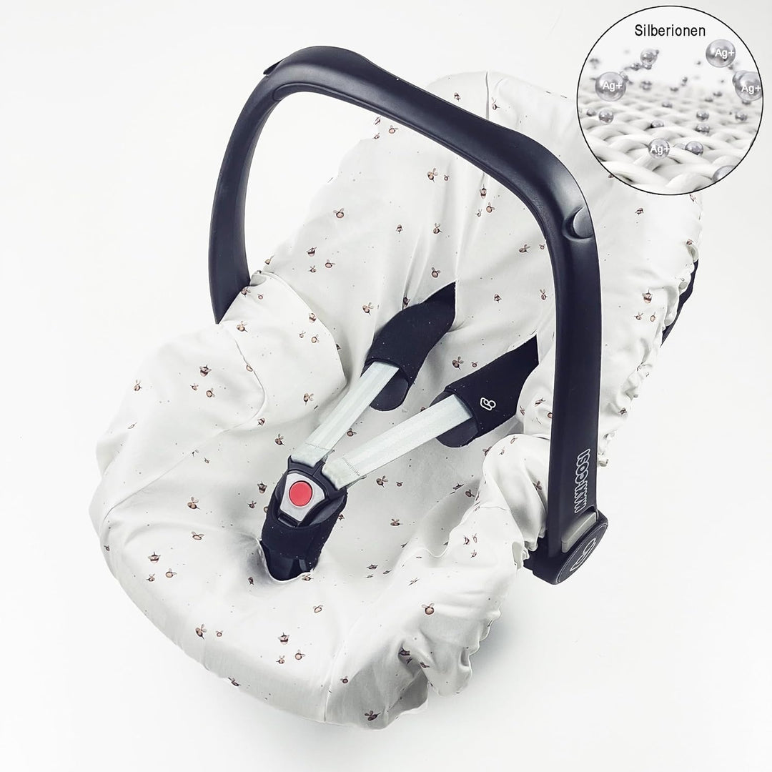 Sommerbezug Babyschale Bezug Universal, 100% antibakterielle Baumwolle mit Silberionen, Schonbezug B