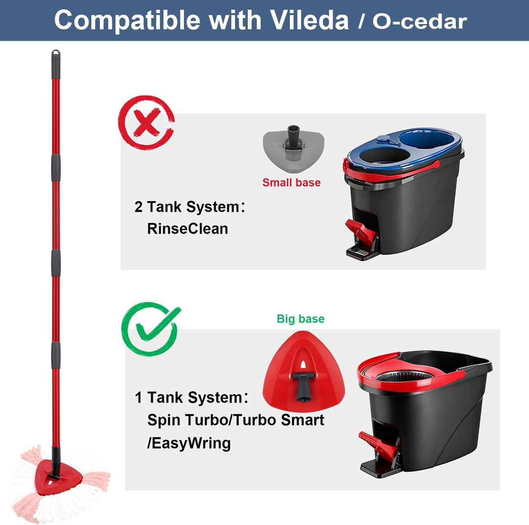 Sgizoku Moppstiel und Drehfuss, kompatibel mit Viledar/O-cedars Spin Turbo Mopp Turbo Smart/EasyWrin