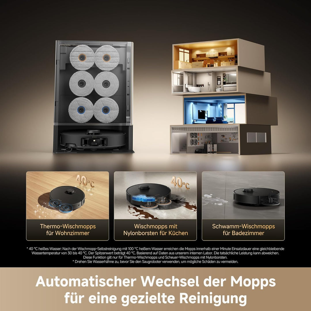 dreame Matrix10 Pro Saug- und Wischroboter: Multi-Mopp-Wechseldock, 3 Reinigungsfächer, Entwirrbürst
