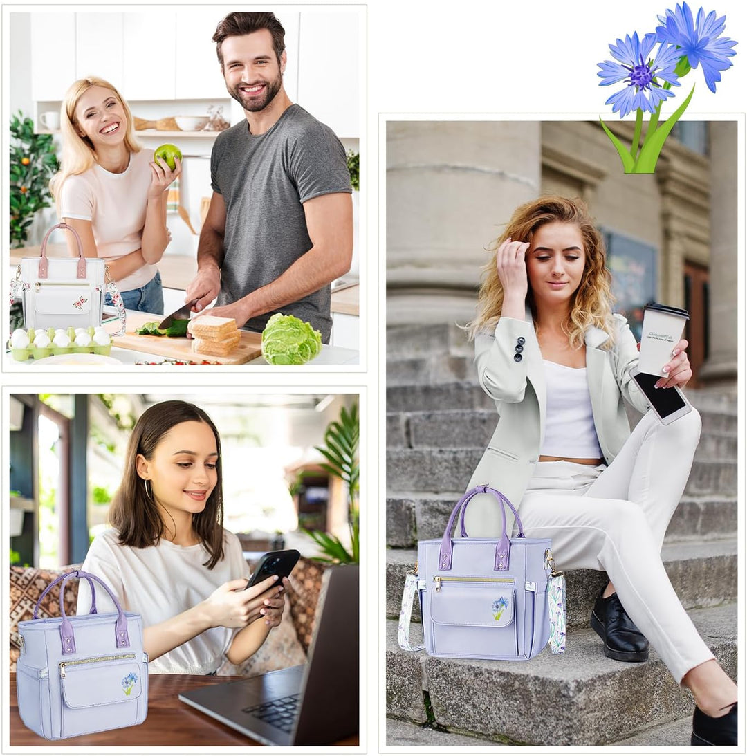 Hihealer Deluxe Lunch Tasche Damen mit Seltenem Blumenmuster - Grosse Auslaufsichere Isolierte Kühlt