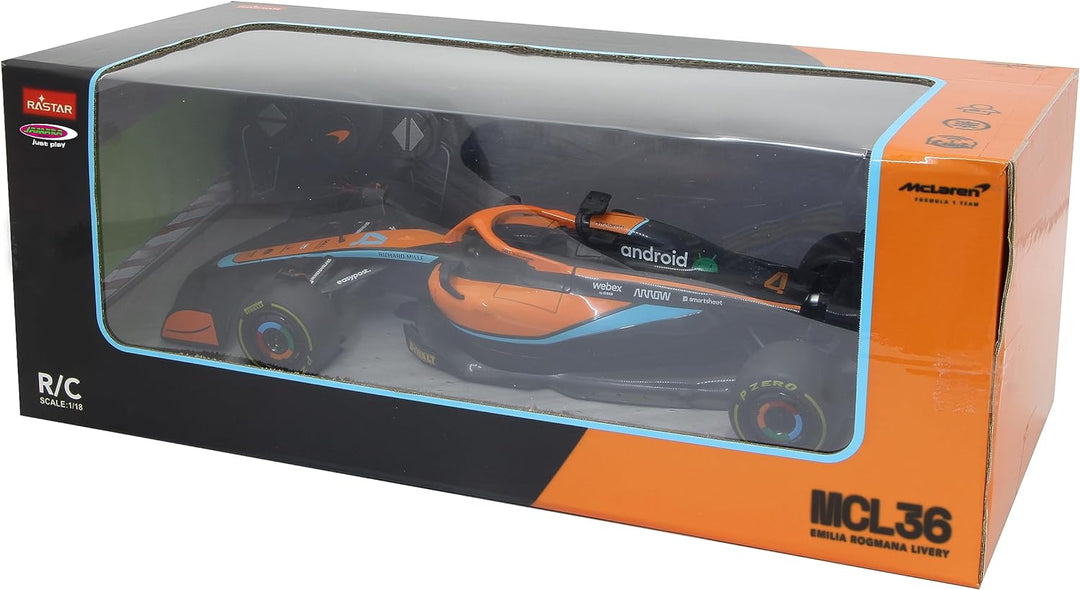 JAMARA McLaren MCL36 1:18 2,4GHz - 2,4GHz für Mehrspielerbetrieb, offiziell lizenziert, originalgetr