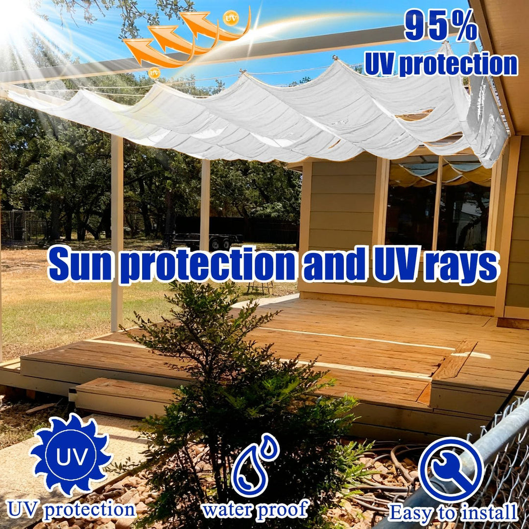 Einziehbares Welle Sonnensegel 0.9x3.5m, Verstellbare Pergola Markise mit wasserdichtem & UV-beständ