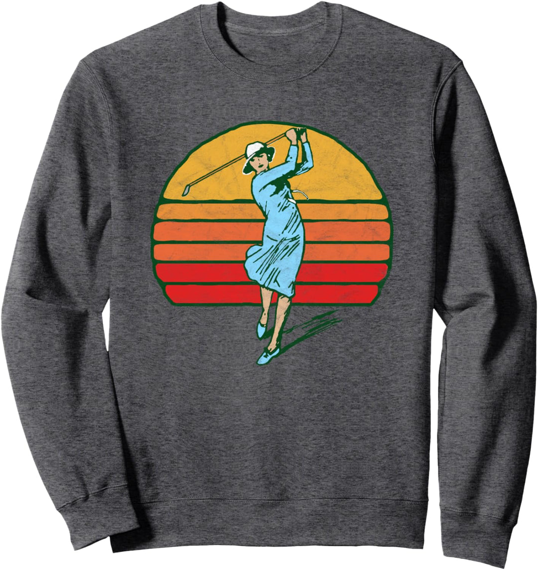 Vintage Female Golfer Retro Style Women's Golf Graphic Sweatshirt