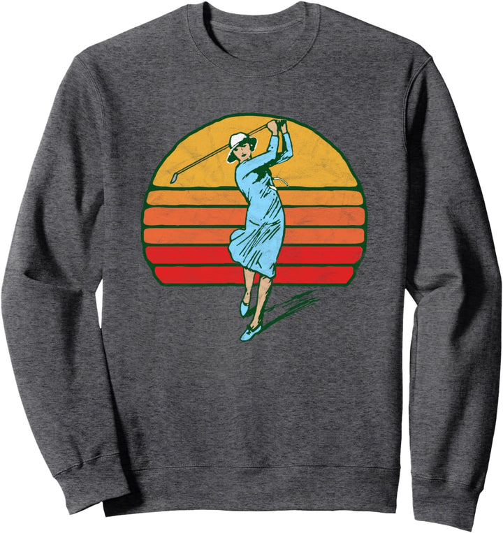 Vintage Female Golfer Retro Style Women's Golf Graphic Sweatshirt