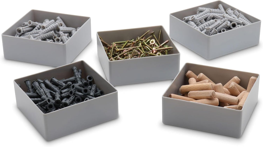 Schubladenbox und Einsatzkasten E 40/2, grau, 99x99x40 mm (LxBxH), 1 Packung = 25 Stück