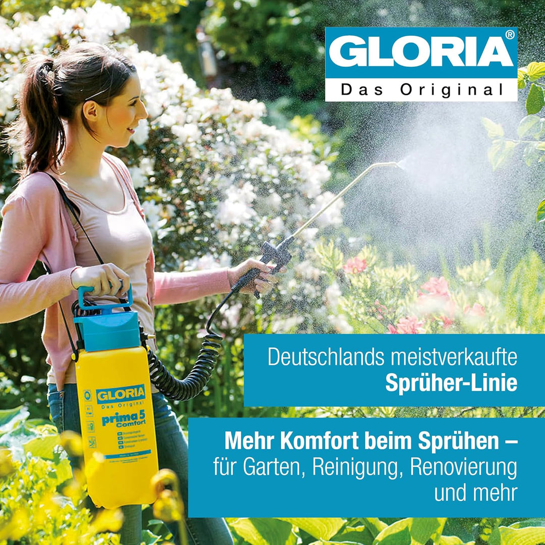 GLORIA Drucksprüher prima 5 Comfort | 5 L Gartenspritze/Drucksprühgerät | Komfortable Ausstattung: 2
