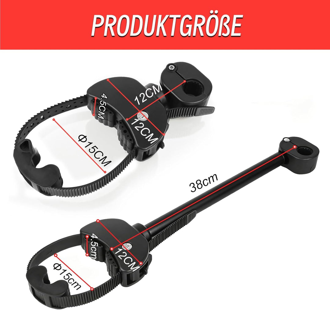 Verstellbar Strap Rahmenhalter 12CM+38CM, Alu Rahmenhalter Fahrradträger für E-Bike/Fahrrad, Abschli