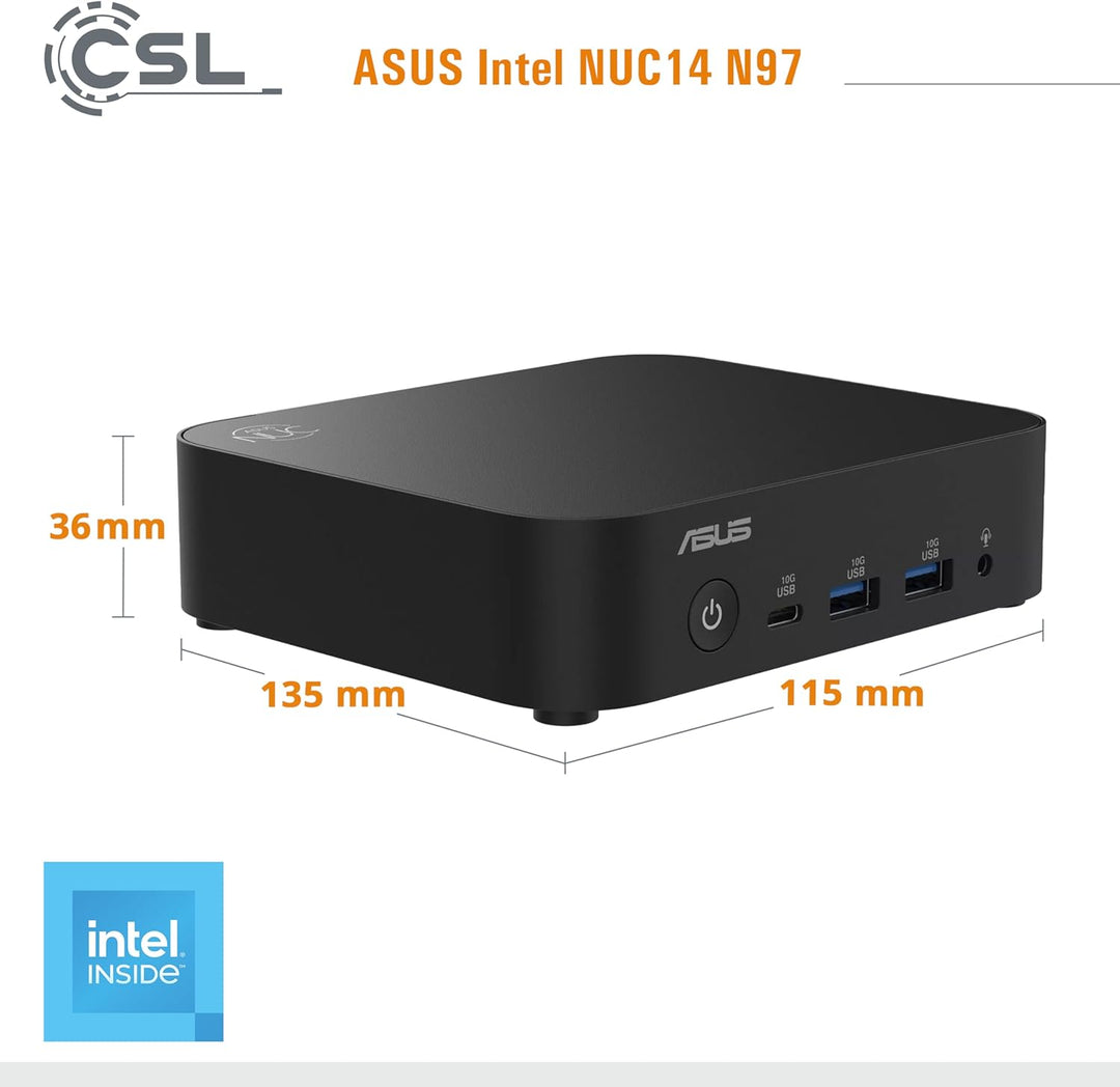 Mini PC ASUS Intel NUC14 N97 Windows 11 Home, N97 CPU 4X 3600 MHz Turbotakt, 500 GB M.2 SSD, 8 GB DD