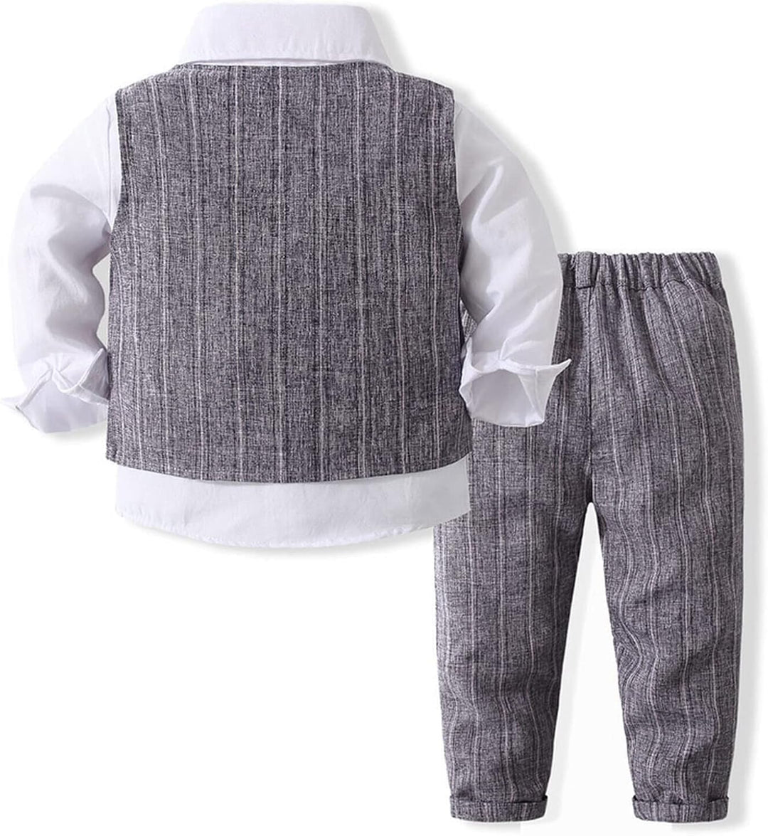 Volunboy Baby Anzug Jungen Anzugweste Hemd mit Fliege für Festlich Hochzeit Bekleidung Set 4tlg 4-5