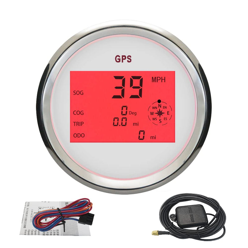ELING Wasserdichter digitaler Tachometer, GPS-Kilometerzähler, Tripmeter, Chrom, Tacho-Messgerät für