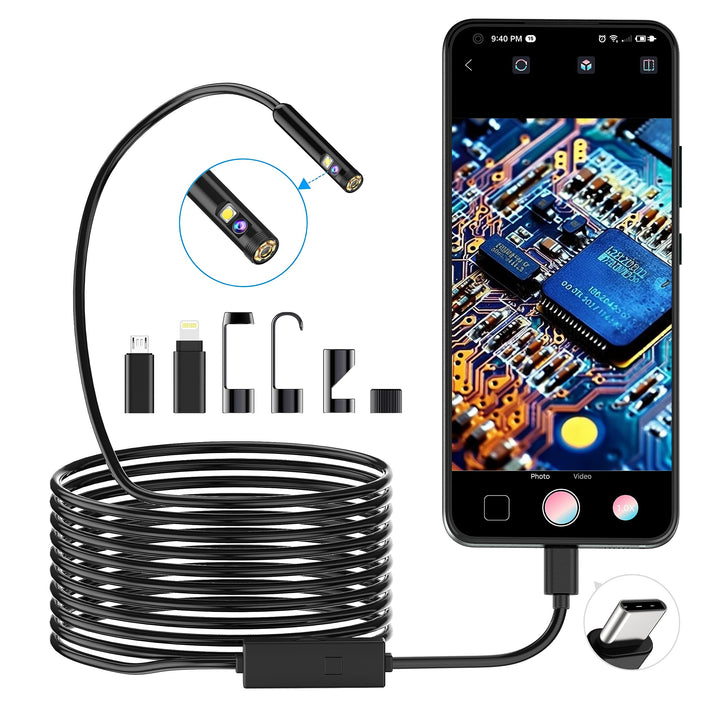 1920P HD Dual Lens Snake Inspection Endoskop, Pancellent Typ C Endoskop, Scope Kamera mit 8 LED Leuc