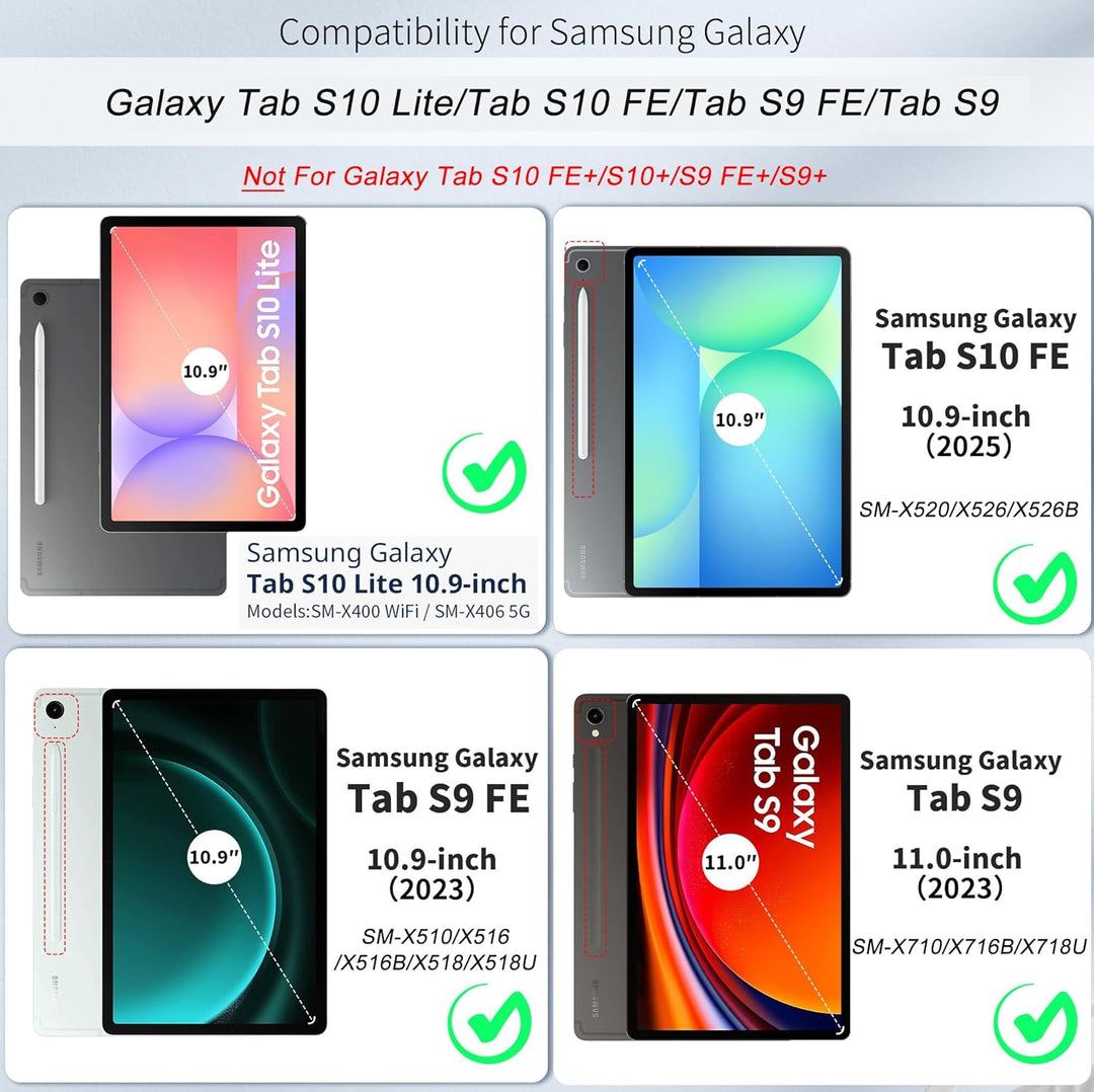 Junfire Hülle für Samsung Galaxy Tab S9 / S9 FE 11", Stossfeste Robuste Schutzhülle mit Stifthalteru