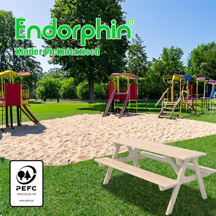 Endorphin Kinder-Picknicktisch aus Kiefernholz 117 cm lang