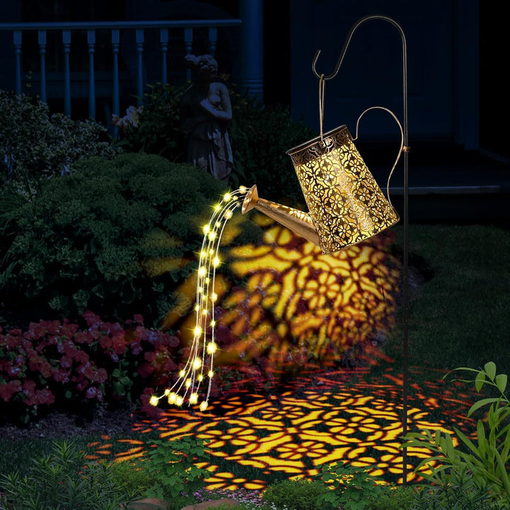Solar Giesskanne mit Lichterkette Gartendeko, GuKKK LED Aussen Solarlampen, IP65 Wasserdicht Giesska