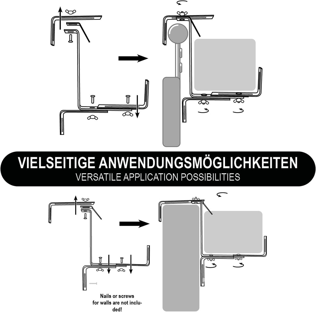 com-four® 4X Premium Blumenkastenhalter für Balkon-Brüstungen und Geländer - Flexible Befestigung au
