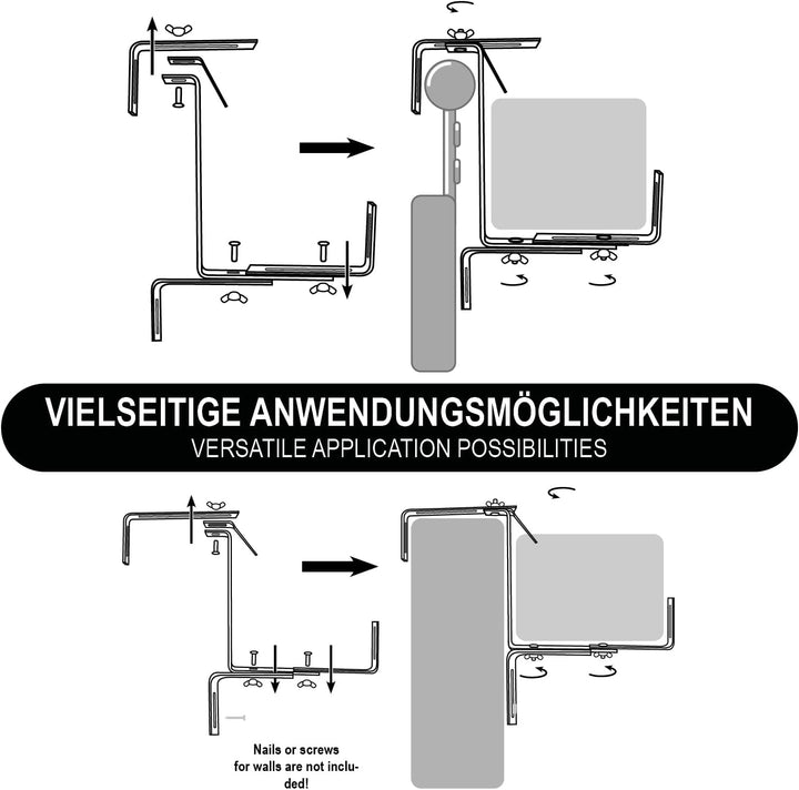 com-four® 4X Premium Blumenkastenhalter für Balkon-Brüstungen und Geländer - Flexible Befestigung au