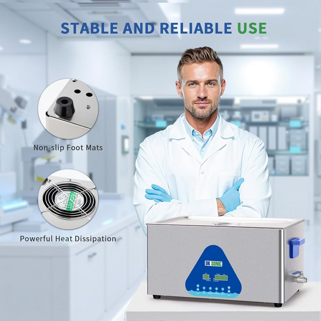 DK SONIC 22L digital stainless steel ultrasonic cleaning equipment with half-wave and full-wave mode