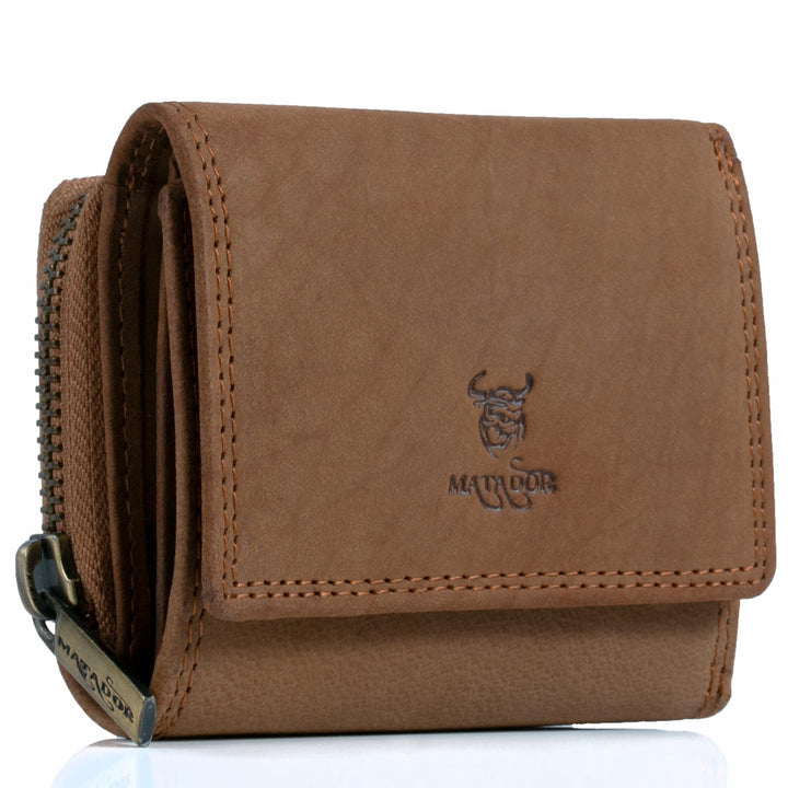 MATADOR® CHIQUITO Echt Leder Klein Geldbörse Damen Mini Geldbeutel Herren TüV geprüfter RFID & NFC S