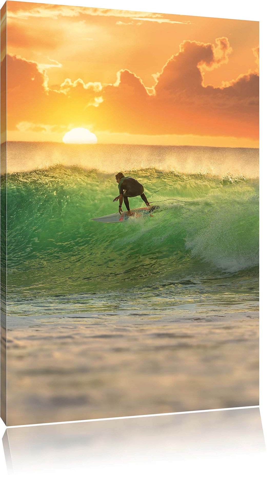 Pixxprint Surfen im Sonnenuntergang als Leinwandbild/Grösse: 100x70 / Wandbild/Kunstdruck/fertig bes