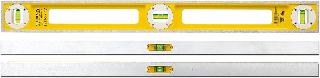 Stabila Wasserwaage Type 83 S, 80 cm, extrem robustes Alu-Druckgussprofil, 1 Horizontal-Libelle, 2 V