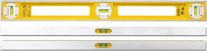 Stabila Wasserwaage Type 83 S, 80 cm, extrem robustes Alu-Druckgussprofil, 1 Horizontal-Libelle, 2 V