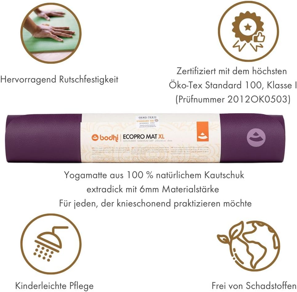 Bodhi Yogamatte ECO PRO DIAMOND | Ultra Grip | Naturkautschuk | Ökologisch | Profi-Matte für Pilates