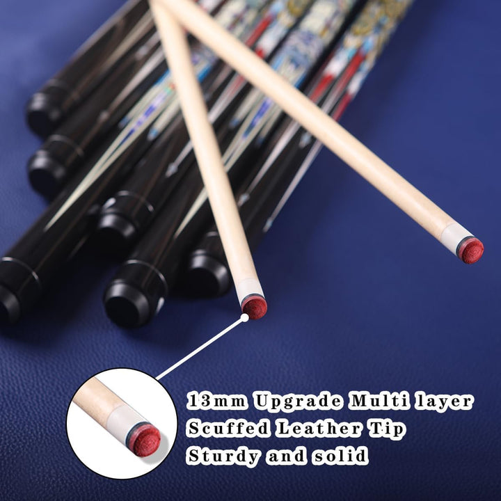 58 Inch13mm 19oz/20oz Maple Billiard Stick Pool Cue Set, Canadian Maple Professional Billiard Pool C