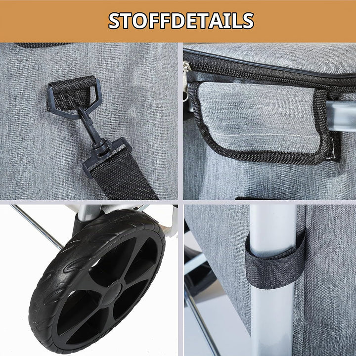 Ribelli Einkaufstrolley mit Kühlfach, Einkaufswagen Klappbar bis 45 kg, Hochwertiger Aluminium Rahme