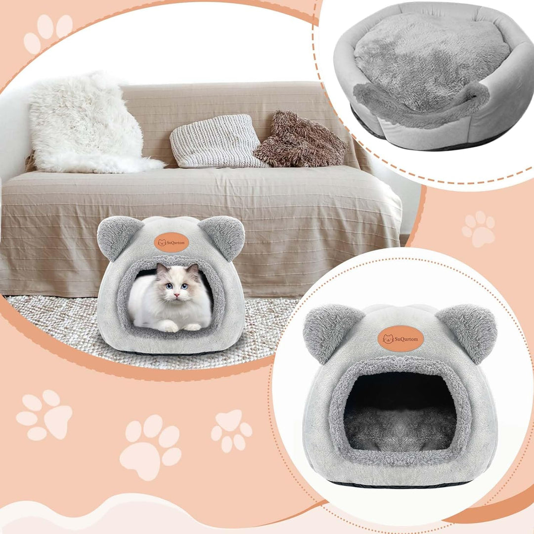 Katzenhöhle Katzenbett Waschbares Katzenhaus Haustierbett Weiches Komfort Zelt Katzenstreu Bett Warm