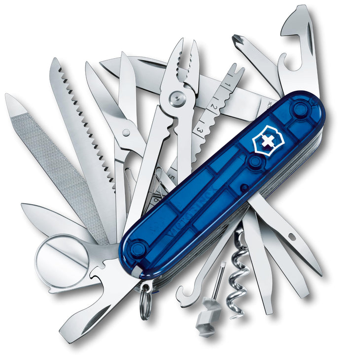 Victorinox Taschenmesser Swiss Champ (33 Funktionen: Metallfeile, Mini-Schraubendreher) rot Blau Tra