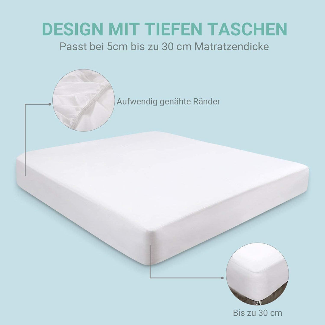 RECCI Wasserdichter Matratzenschoner 140 x 200 cm, Anti-Milben und -Bakterien Matratzenauflage, masc