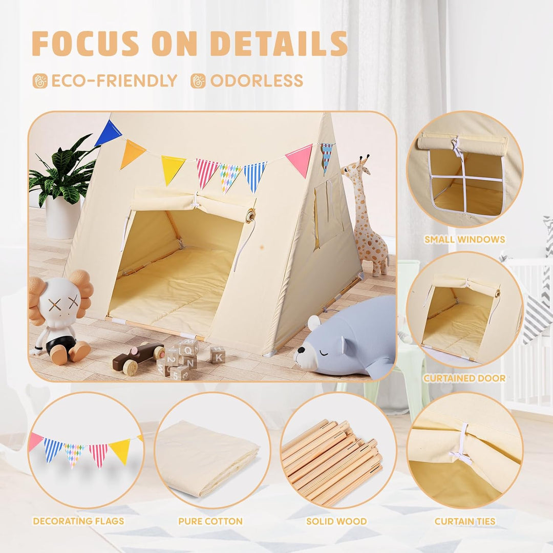 Yontwe Dreieckszelt für Kinder Innenzelte Kinderspielhaus faltbares Spielzelt Segeltuch-Kinderzelte