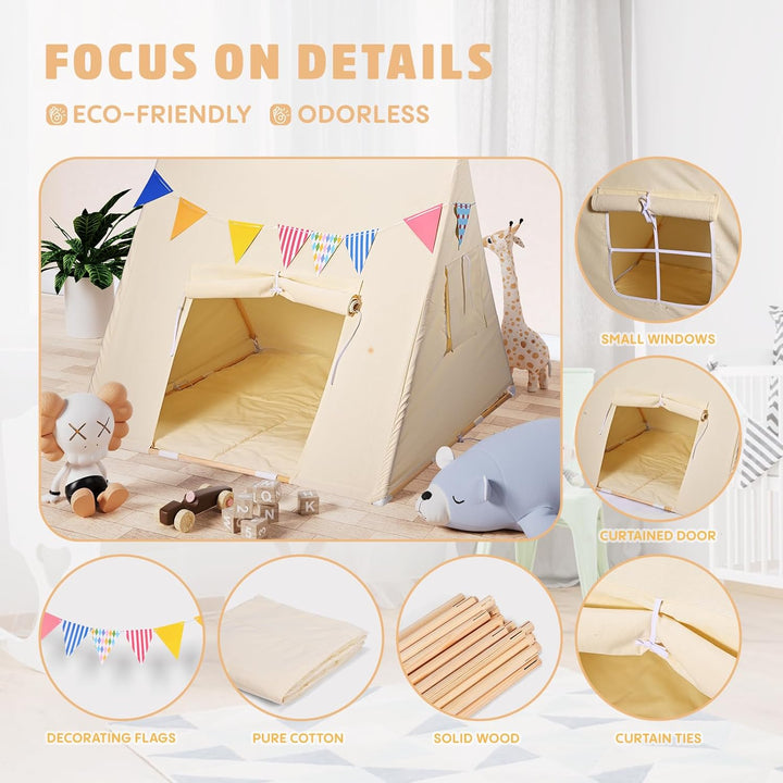 Yontwe Dreieckszelt für Kinder Innenzelte Kinderspielhaus faltbares Spielzelt Segeltuch-Kinderzelte