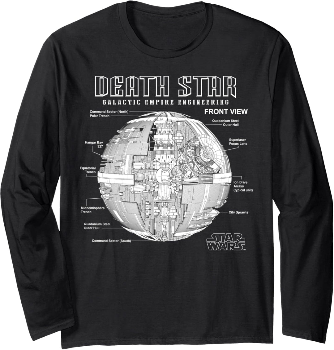 Star Wars Death Star Schematics Poster Langarmshirt