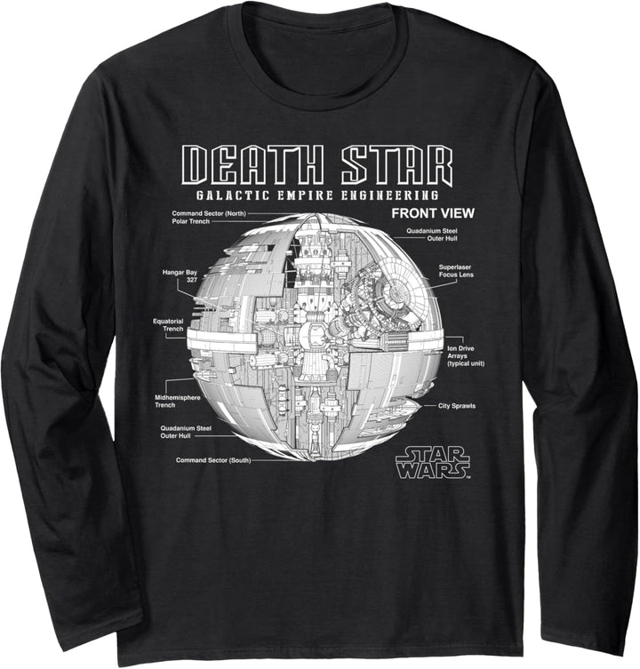 Star Wars Death Star Schematics Poster Langarmshirt