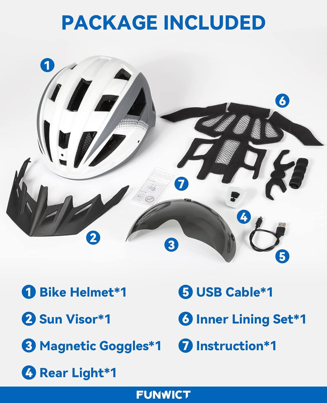 Fahrradhelm mit Visier für Herren Damen, Leichte Fahrradhelm mit Magnetischem Brille und USB-Aufladu