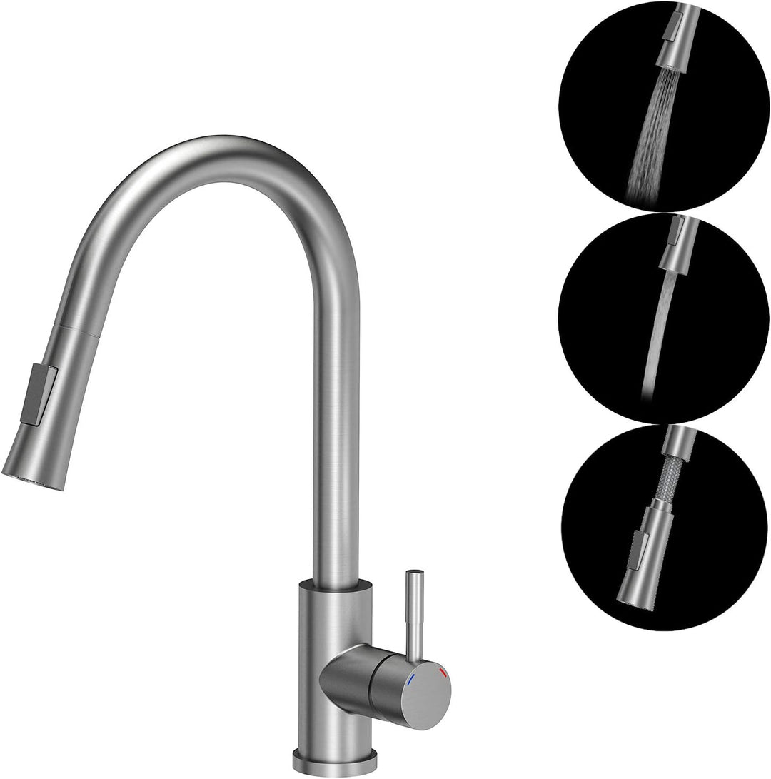VBChome Spüle mit Armatur 52 x 50 cm Schwarz Inox Tiefes Becken 20cm Küche Einbauspüle Verbundspüle