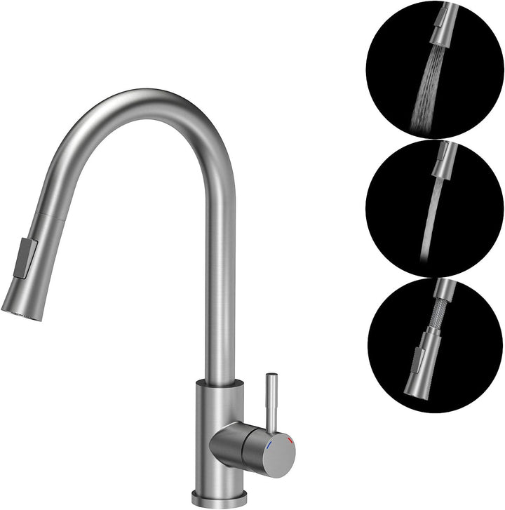 VBChome Spüle mit Armatur 52 x 50 cm Grau Tiefes Becken Küche Einbauspüle Verbundspüle Küchenspüle E