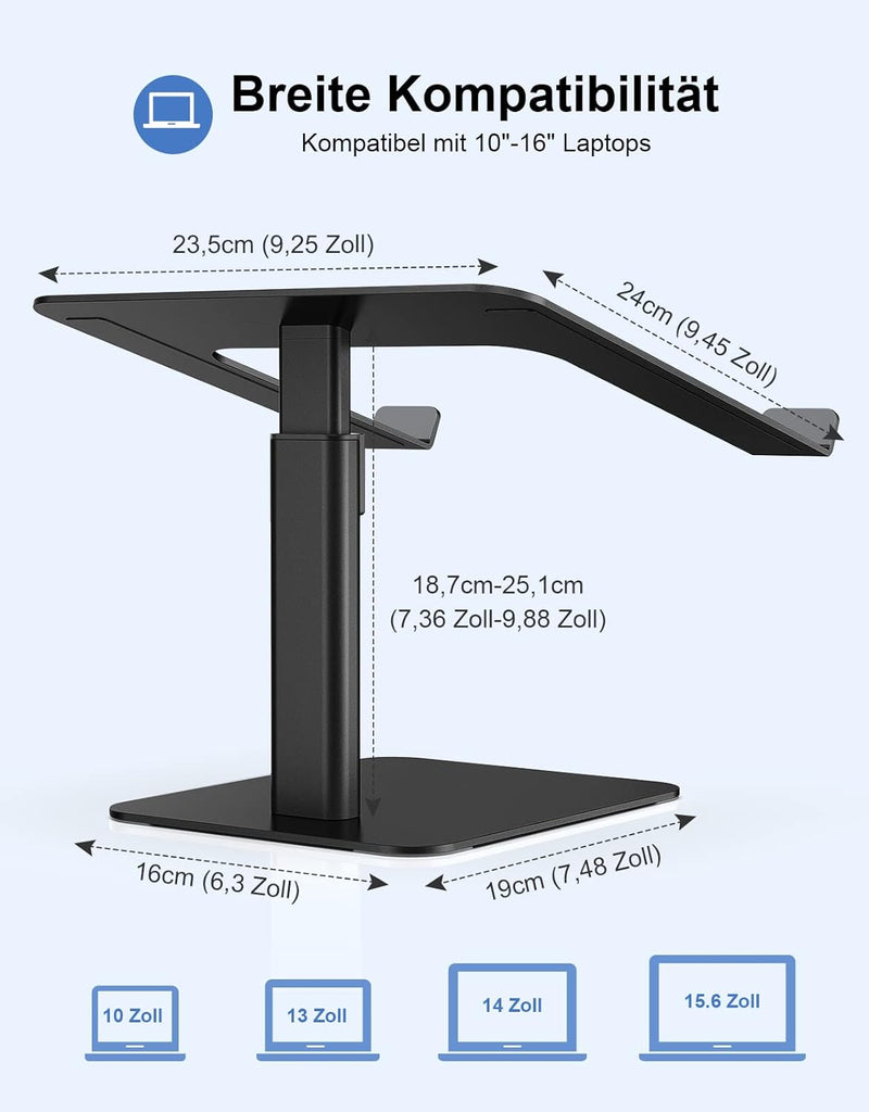 Babacom Laptop Ständer, 8 Höhenverstellbar Aluminium Laptop Stand, Ergonomischer Belüfteter Laptopst