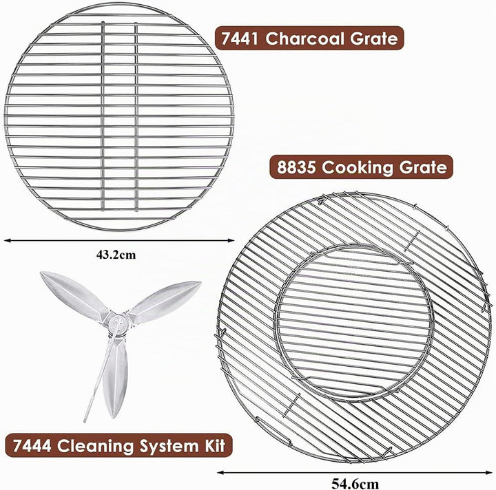 GFTIME Holzkohlegrill Ersatzteilset mit Rotor für Weber 57cm One-Touch, Master-Touch und Bar-B-Kettl