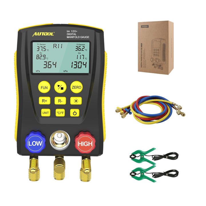 AUTOOL lm120+ Digitales Kältemanometer, HLK-System Kältemanometer/Vakuumdruck-Temperatur-Lecktester