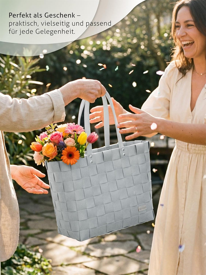 Einkaufstasche/Tragetasche mit Henkel - Einkaufskorb aus Kunststoff - Grosser Damen Shopper robust u